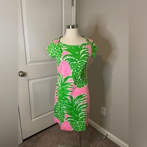 Lilly Pulitzer pink green pineapple cotton dress